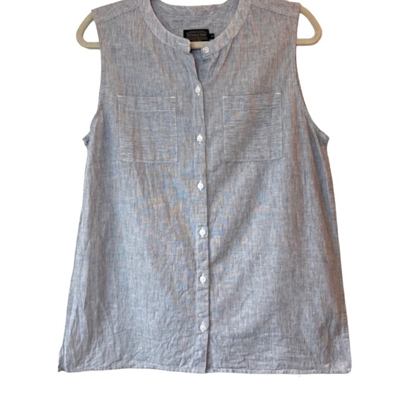 Pendleton M Linen Sleeveless Button Down Blouse - Picture 1 of 8
